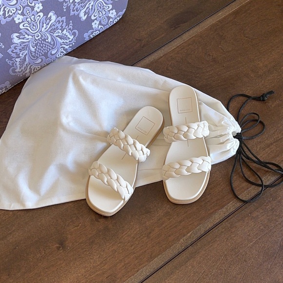 NIB Dolce Vita “Gabbie” Braided Double Strap Sandals Chalk-beige Size 8 - Picture 6 of 14